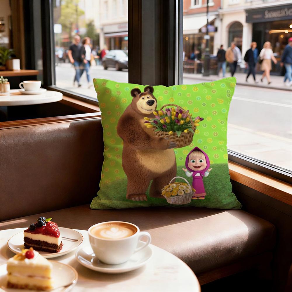 Cartoon Masha And Bear Cushion Cover Decorative Cushions Covers Cover Sofa x Pillow  Piece x x Pillowcase