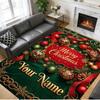 Christmas Custom Name Printed Square Area Rug Soft Non Slip Floor Carpet For Bedroom Holiday Gift