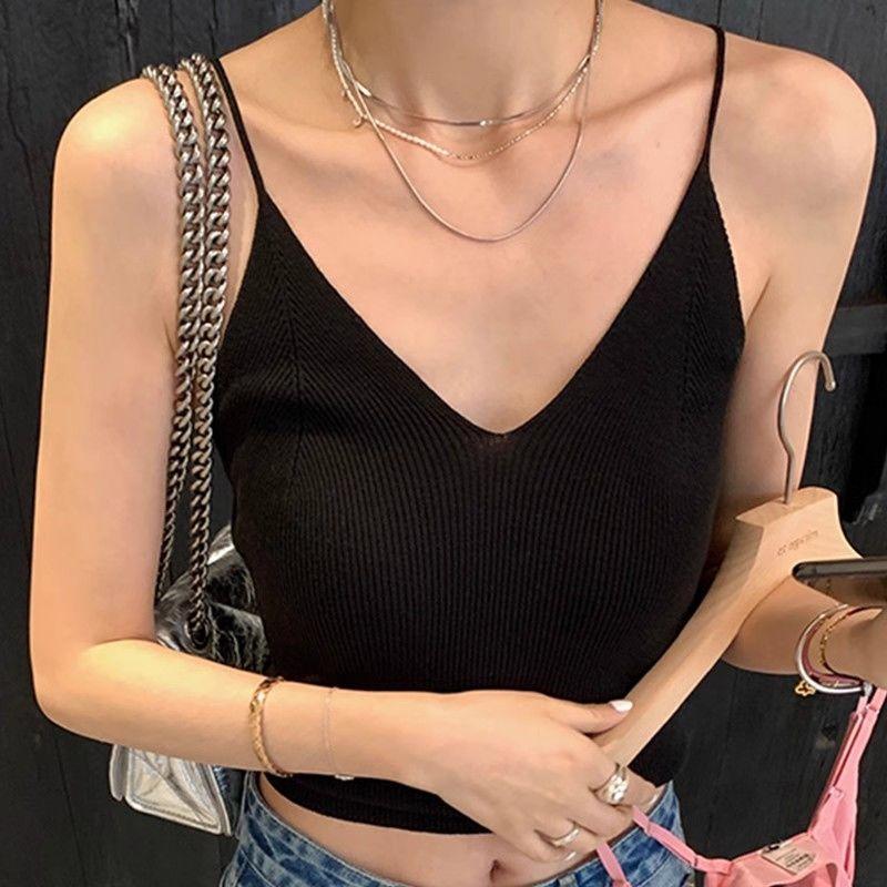 Women's Autumn Winter Warm Sexy V Neck Hot Girl Lazy Stylish Camisole Lining Outer Wear Sleeveless