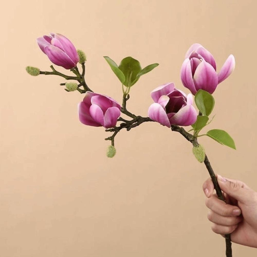 Kytice magnolií z hedvábí Real Touch Odolná vůči vyblednutí Simulované orchideje Svatba Dekorace