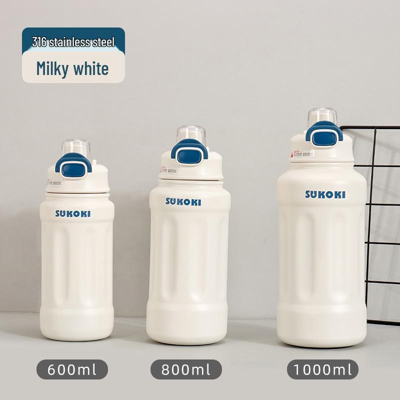 316 Stainless Steel Insulated Cup, Large Capacity Fitness Water Bottle, Outdoor Sports Straw Cup for Men