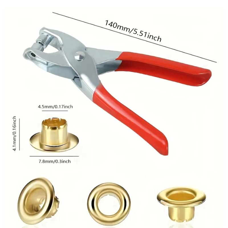 

1 Set 1/4 Inch Grommet Eyelet Plier Set, Eyelet Hole Punch Pliers Kit With 30 Metal Eyelets, Grommet Tool Kit For Leather Cloth красный