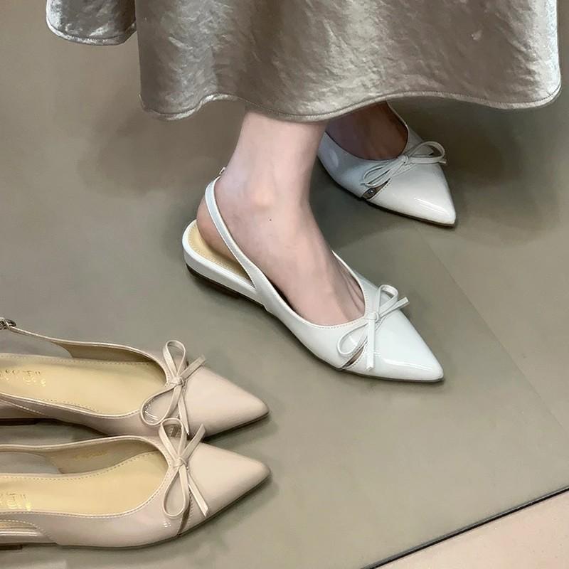 New Summer Women Luxury Butterfly-knot Cover Toe Sandals Fashionable Low Heels Singbacks Shoes Ladies Casual Party Dress Sandals