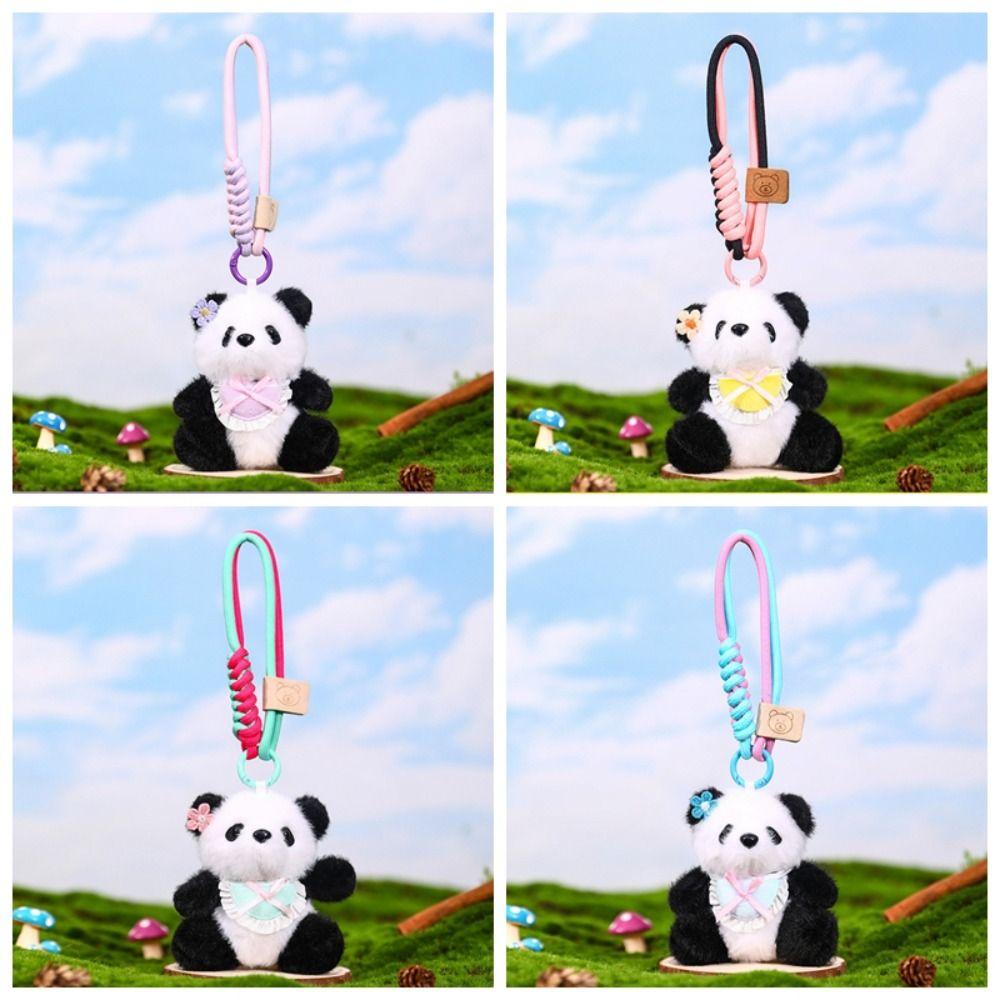 Backpack Decoration Bow Bear Keychain Bag Pendant Plush Key Ring Panda Plush Doll  Women Girls