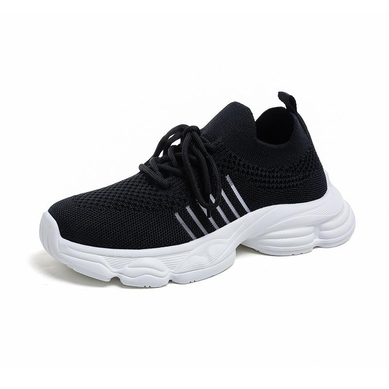 Summer new sports and leisure shoes mesh breathable low-top thick-soled non-slip heightening lace-up shock-absorbing single shoes