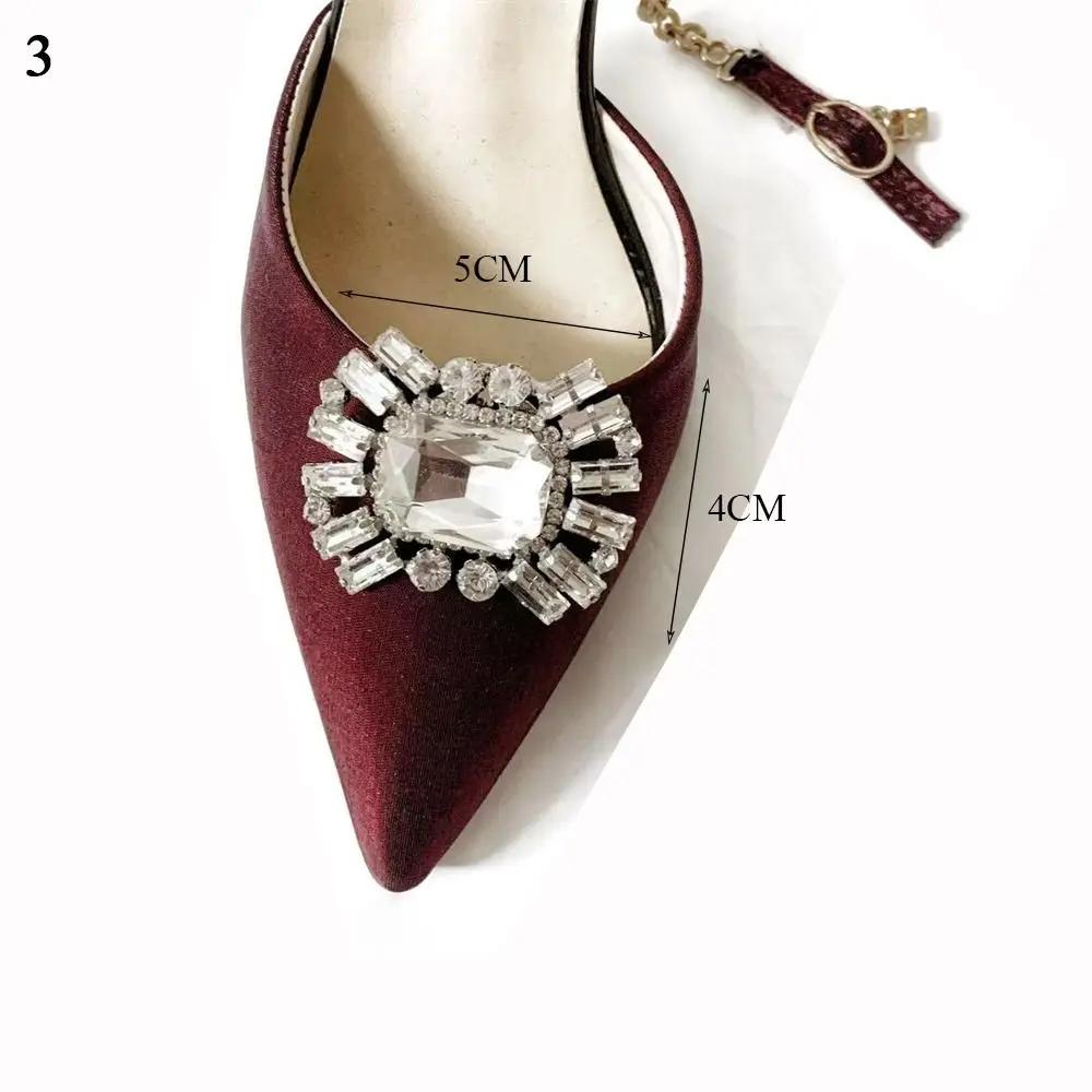 Women Lady High Heel Shoe Clips Rhinestones Crystal Shiny Decorative Clips Charm Buckle Bride Shoes Charms Jewelry Decorations