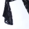GMXIA Dark Style Sexy Blouse Female Button Stitching Lace See-through Long Sleeve Blouse Cardigan