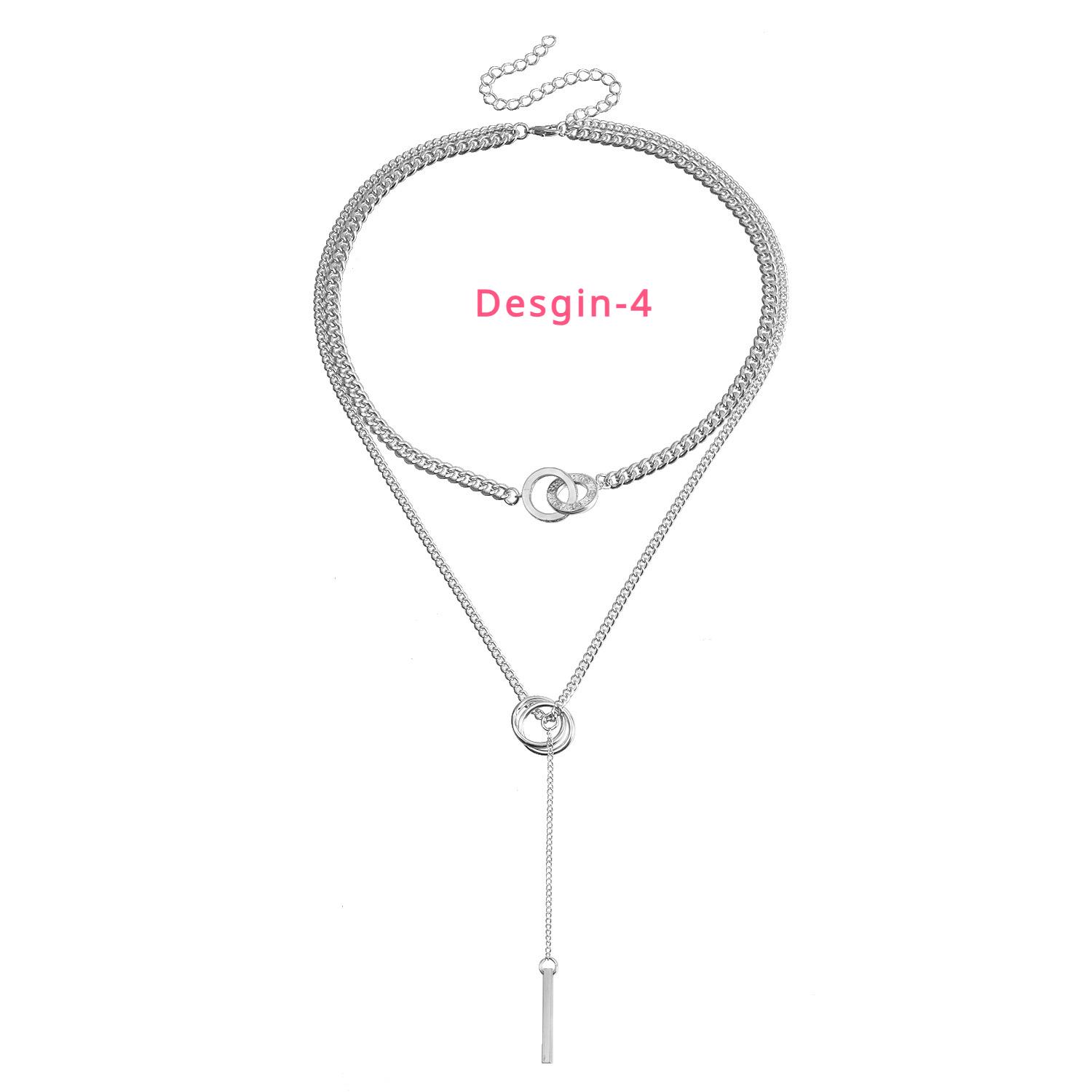 

Колье с переплетающимися кругами, изящное женское модное двухслойное колье-лассо Y-образной формы, чокер с подвеской-планкой, ювелирное украшение, подарок для женщин, девушек