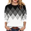 Women's Fall Winter Neck Long Sleeve Sweater - Soft Knit Printed Pullover