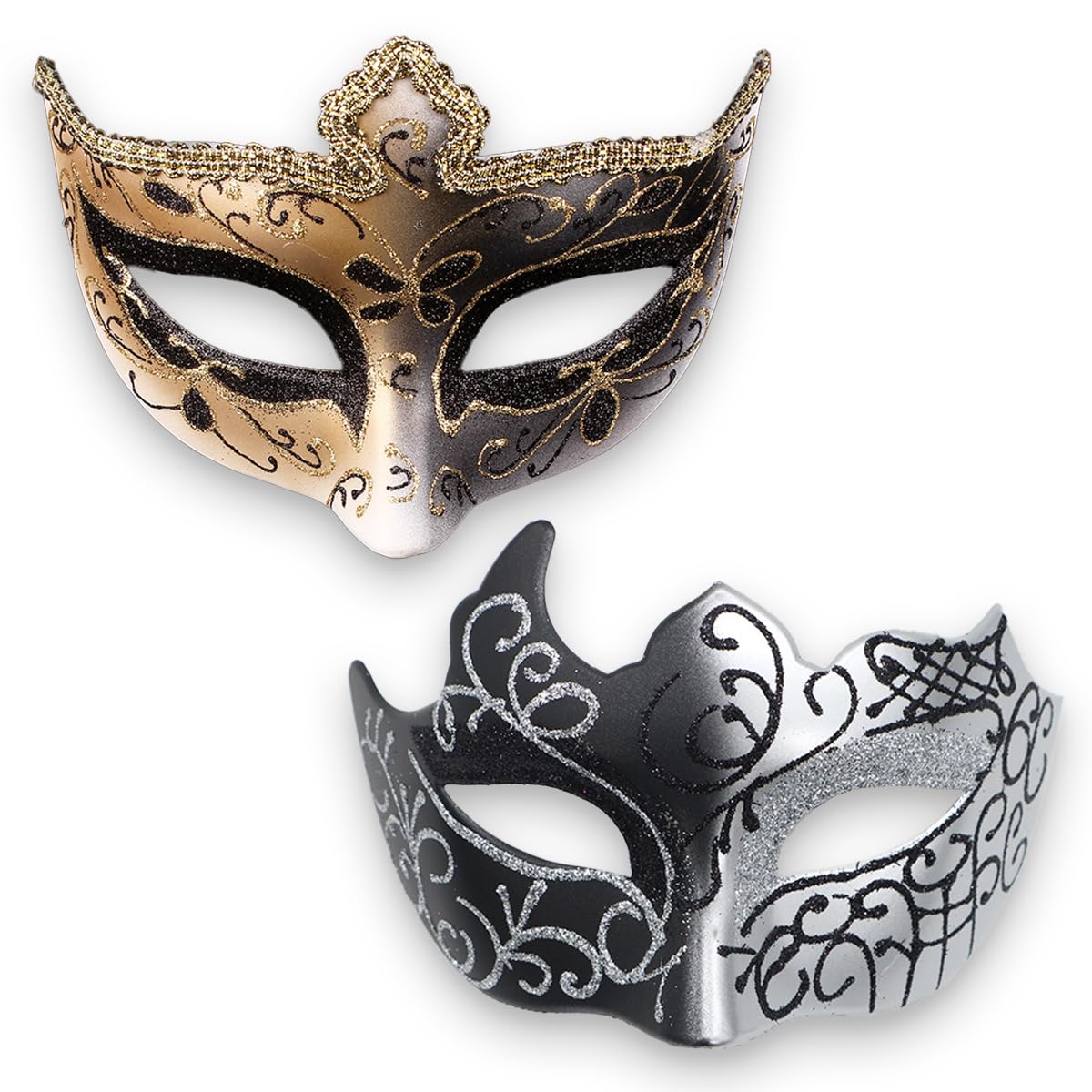 

Венецианский набор для бала [ЗДОРОВЫЙ] Маска, Маска, Хэллоуин, Косплей, Маска, Маскарад, (Черный + серебристый)