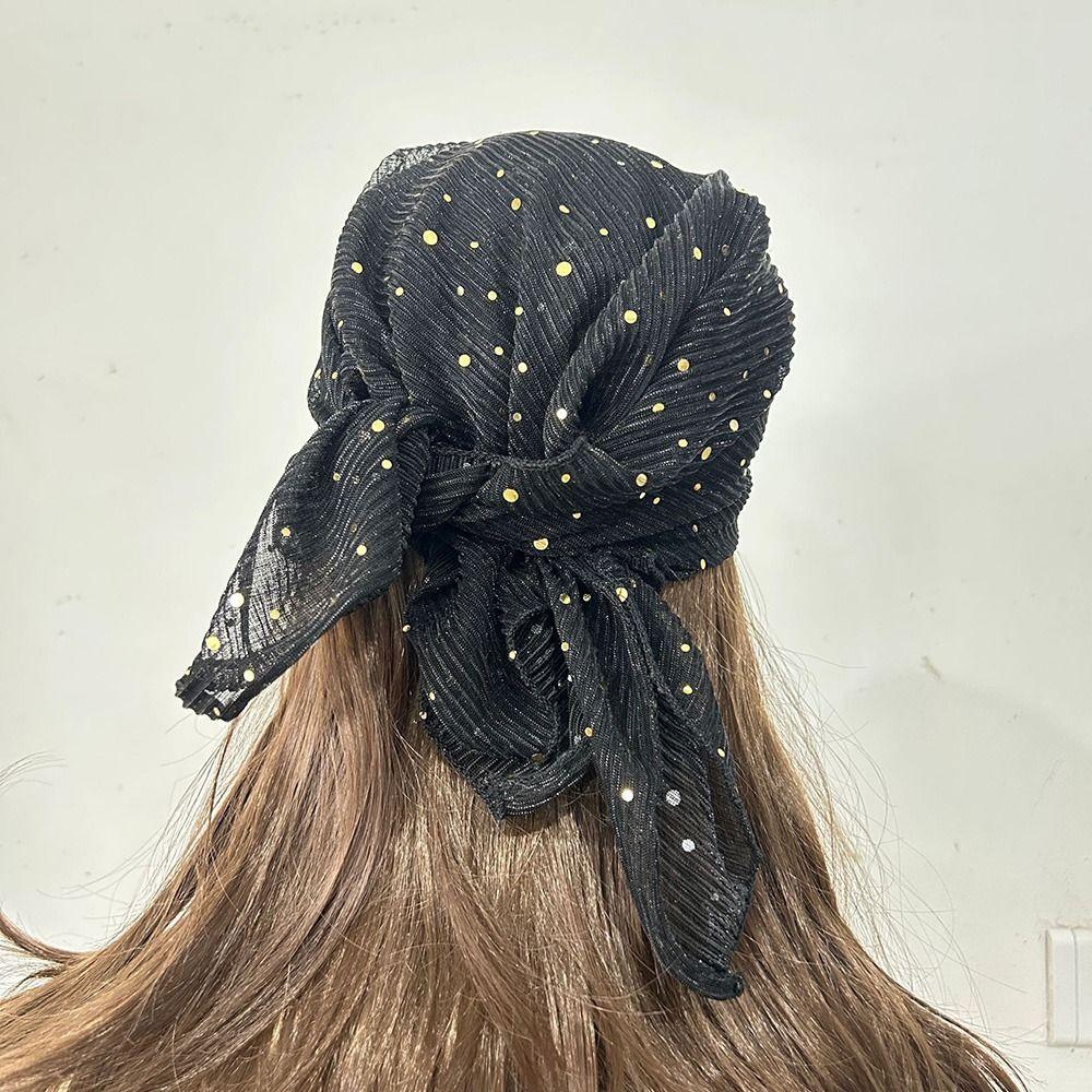 60cm*60cm Hairband Wrinkle Head Wraps Stylish Chemo Beanie Headwraps All Season