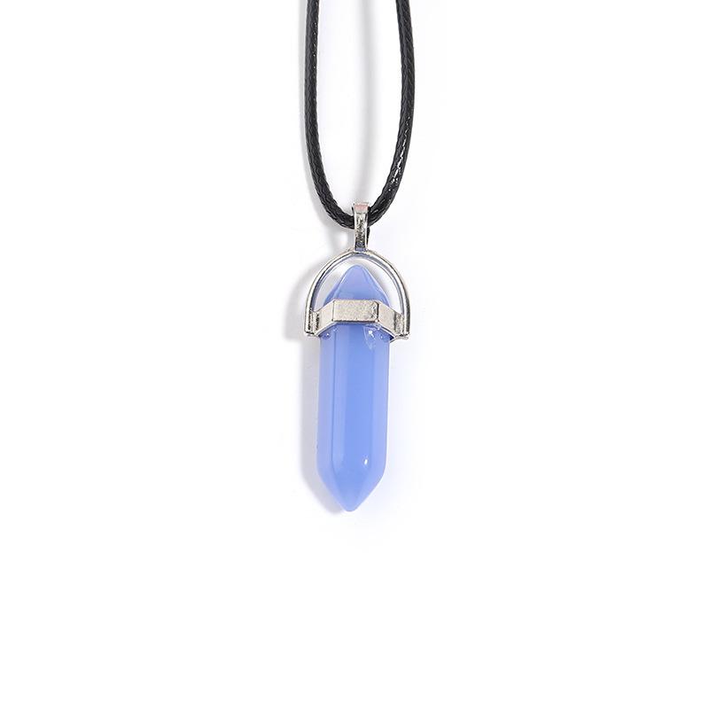 1Pc Hexagon Pillar Stone Necklace Bullet Pendant Choker Necklace Fashion Jewelry Gift