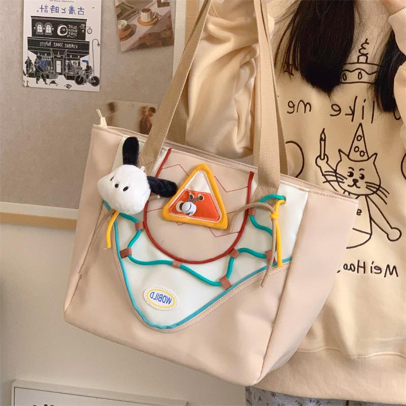 Stylish Retro Dopamine Color Block Handbag Large Capacity Shoulder Bag For Everyday
