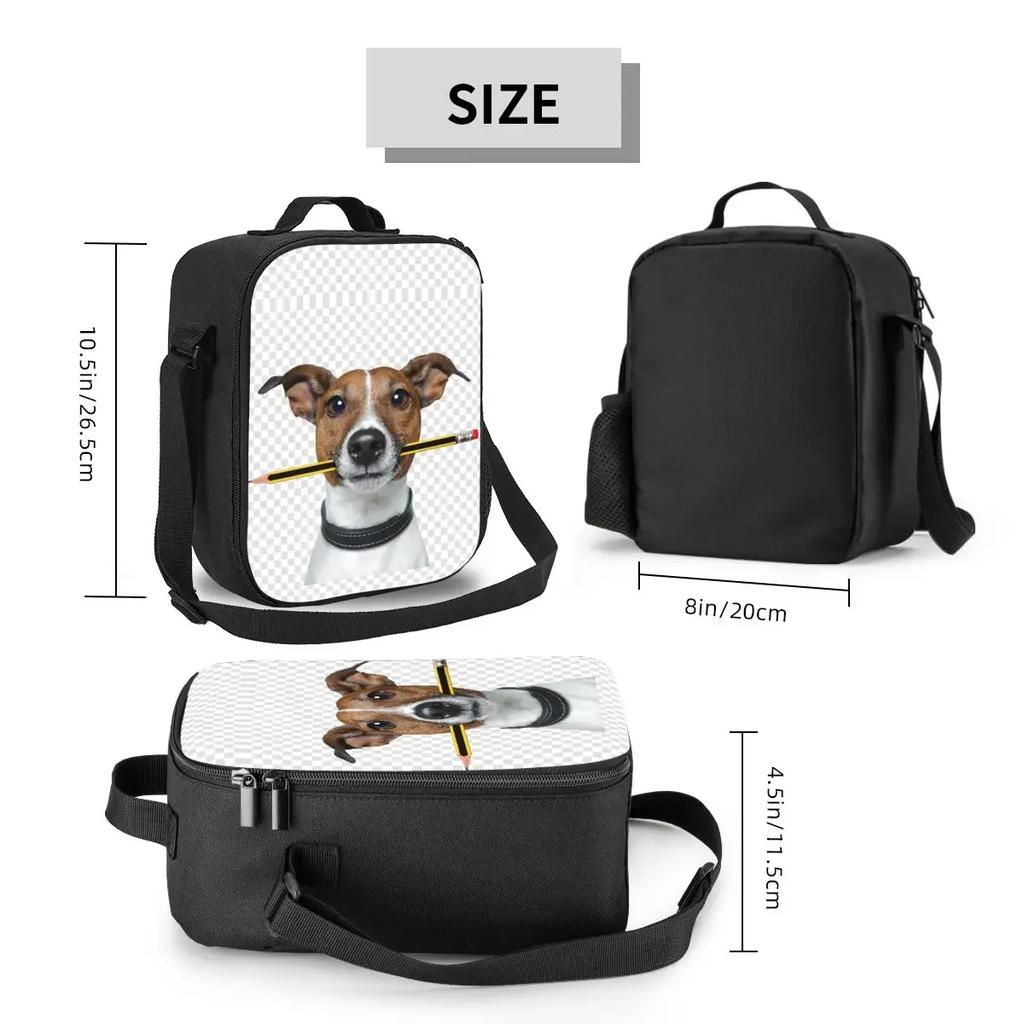 Jack Russell Terrier Dog With Pencil Portable Lunch Box Leakproof Animal Thermal Cooler Food Insulated Lunch Bag School Student