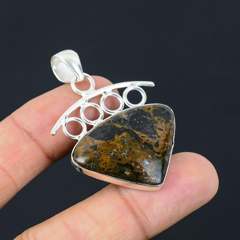 Sisters Day Deal Sterling Silver Golden Pietersite Gemstone Mother Boho Pendant
