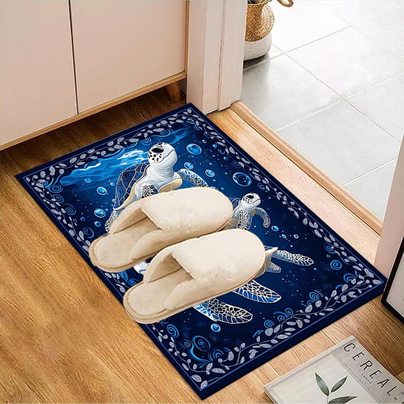 1PC Custom Name Ocean Turtles Art Theme Floor Mat Ideal for Living Room, Game Rooms, Office, Bedroom,Floor Mat Playful Design