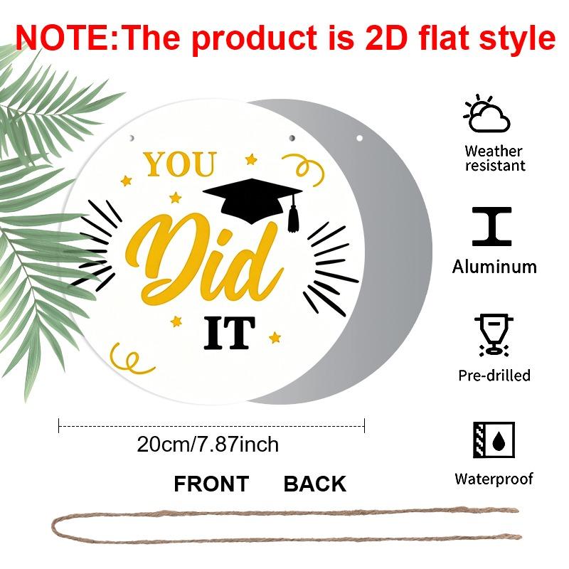 2D Flat Aluminum Graduation-themed Wall Decorations, Available in Various Sizes, Featuring A Yellow and Black Inspirational Graduation Cap Design