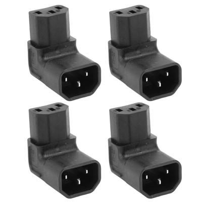 4 Stück C14 auf C13 Adapter 90 Grad 2500W 2.5A auf 10A 250V PVC Kupfer IEC Stromadapter für USV PDU
