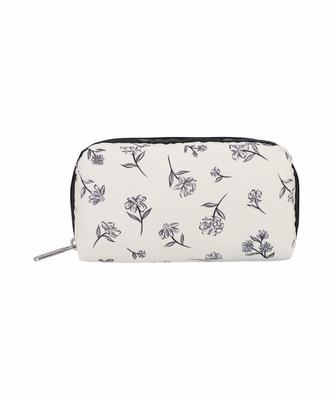 LESPORTSAC Ink Sketched Floral Ivory Rectangular Cosmetic Pouch [6511.Hg81]