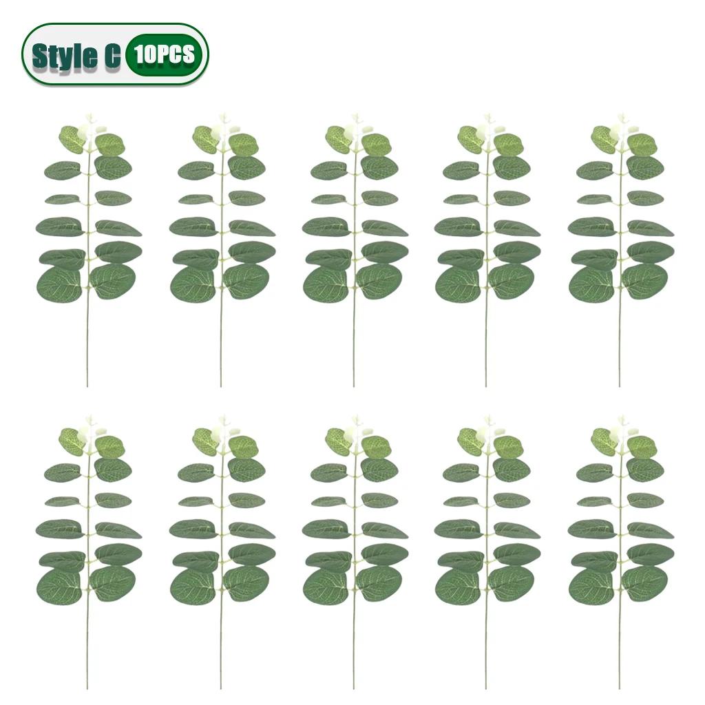 10-100PCS 3 Kinds Eucalyptus Leaves Artificial Silver Dollar Leaves Picks Dried Eucalyptus Home Decoration Party Decoration
