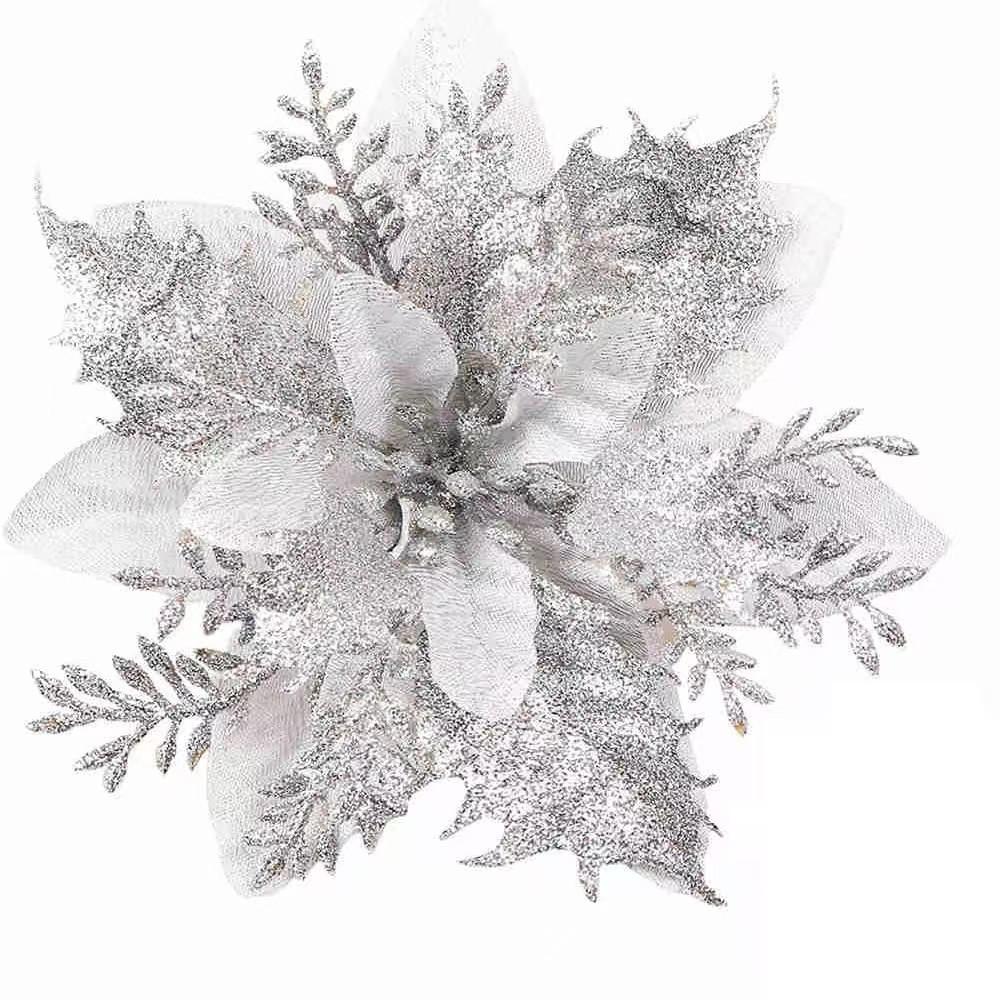 Christmas Three-tiered Artificial Poinsettia With Gold Powder