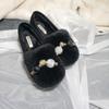 Fashion Two Candy bead fur flats woman cozy warm plush loafers winter cotton shoes women 2025 real rabbit fur moccasins large size 35-42