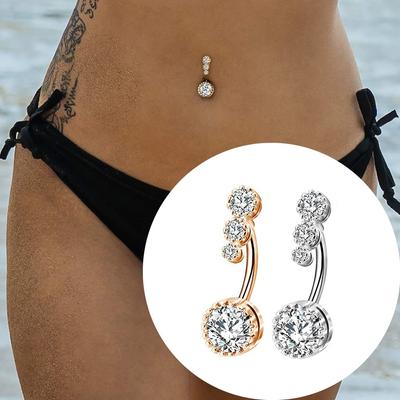 Bauchnabelpiercing-Knopfringe, Punk, durchsichtig, rund, Nabelringe, Bauchschmuck, Damen-Körperschmuck