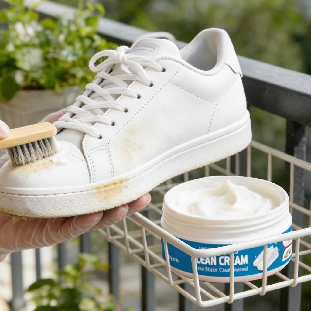 160g Weiße Schuhreiniger-Creme Mit Schwamm Fleckenentferner Reinigungsbehandlung Kein Spülen erforderlich Für Leinwand Gummi Leinwandsohle Flecken