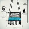 Premium Cotton C-Swing Chair dla dorosłych, dziecięcy hamak-wiszący fotel z niebieską poduszką i akcesoriami (Czarno-niebieski)