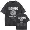 Rock Band Bad Omens Tour  Vintage Washed T Shirt Men Women Hip Hop Gothic Loose ONeck Short Sleeve Tshirts Fans Streetwear