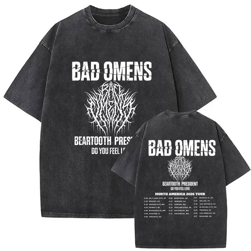 Rock Band Bad Omens Do You Feel Love Tour Vintage Washed T Shirts Men Women Gothic Fashion Short Sleeve Tshirt Streetwear