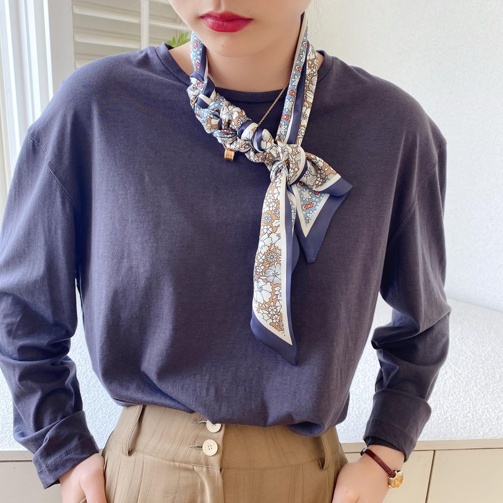 Primavera e verão cetim longo cachecol para mulheres protetor solar xale moda beleza cena cetim longo cachecol versátil viagem cachecol