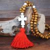 Bohemian Accessories Tassel Sweater Chain Necklace Women's String Wood Bead Long Necklace Jewelry