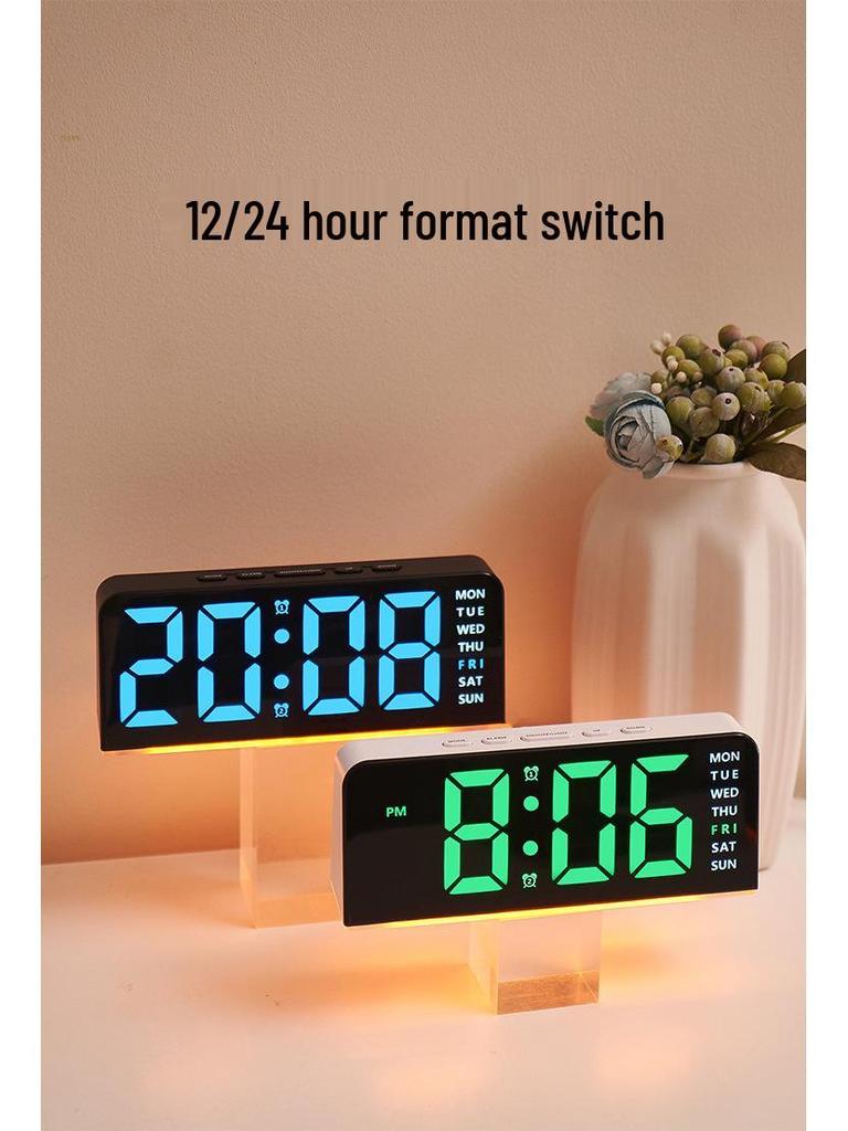 New GH9001 Multifunctional LED Table Clock with Large Numbers, Date, Snooze, and Atmosphere Light