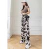 Women's Fashion Casual Colour Block Print High Waist Trousers Pants & Capris