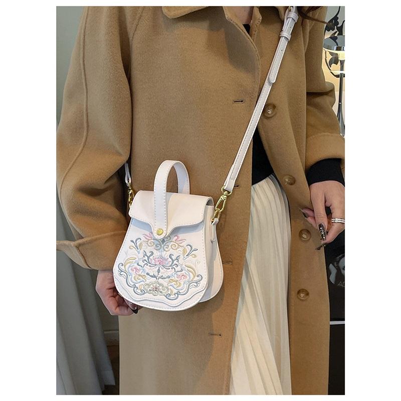 Crossbody Bag For Women, Fashionable National Style Embroidered Bag, Simple Texture, Mobile Phone Bag, Women's Niche Portable Shoulder Bag