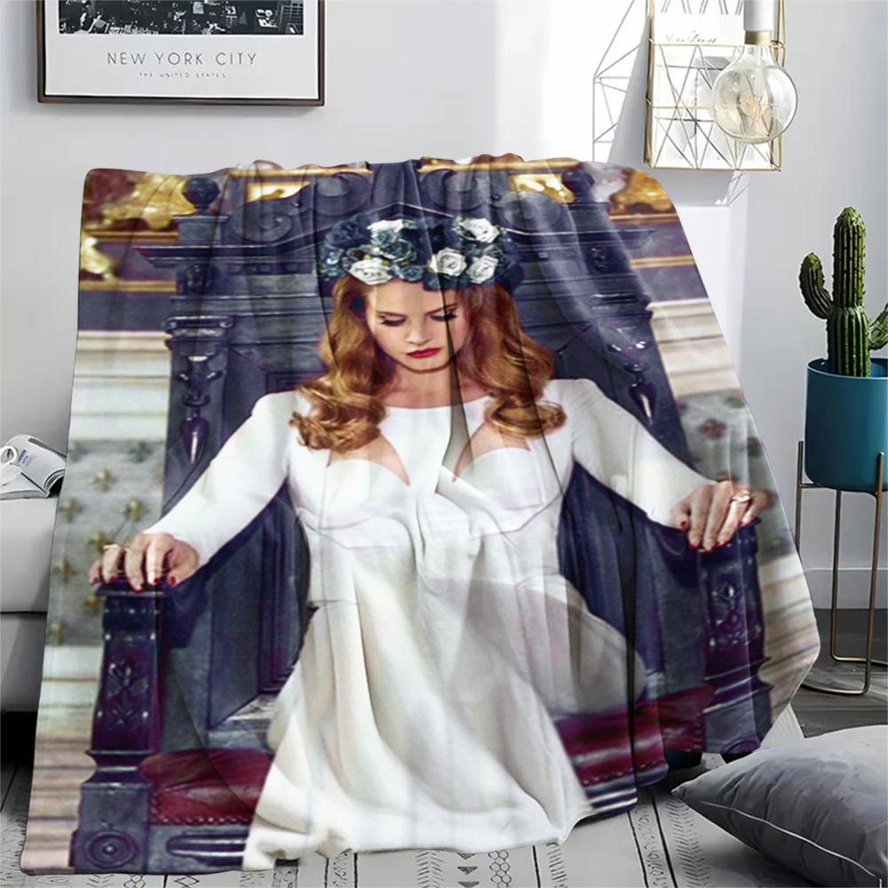1pz Coperta in Flanella con Stampa Lana Del Rey, Alta qualità Confortevole per Tutte le Stagioni, Decorazione per la Casa, Calore e Comfort, Perfetta per Regali di Natale