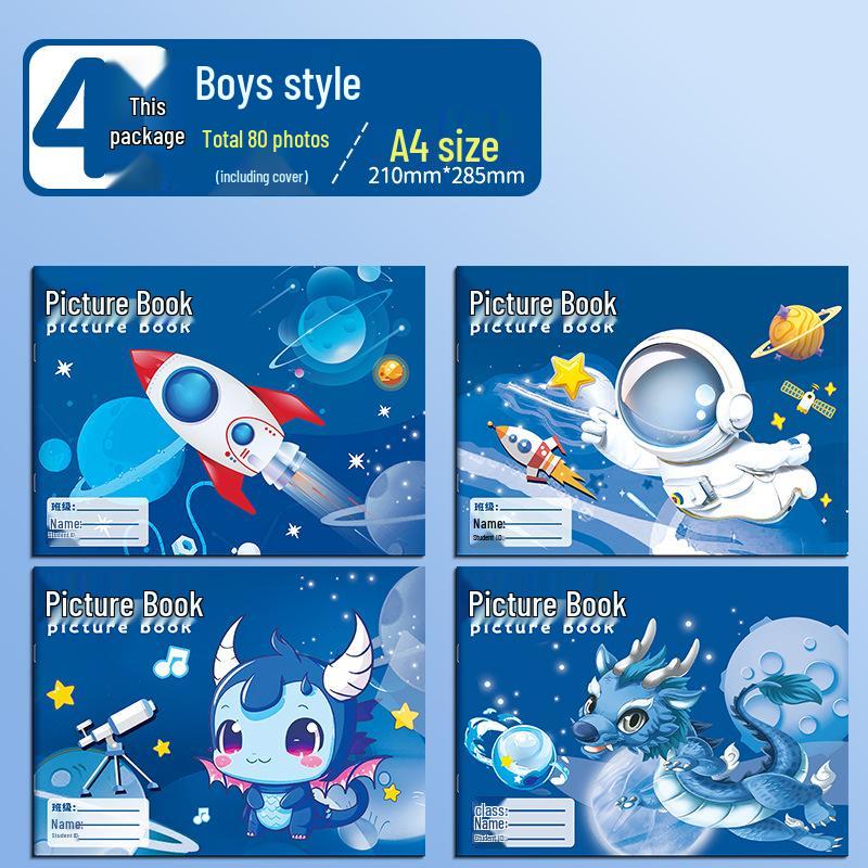 A4 Cartoon Drawing Book for Kids: Thick, Non-Bleeding Pages for Kindergarten and Primary Students