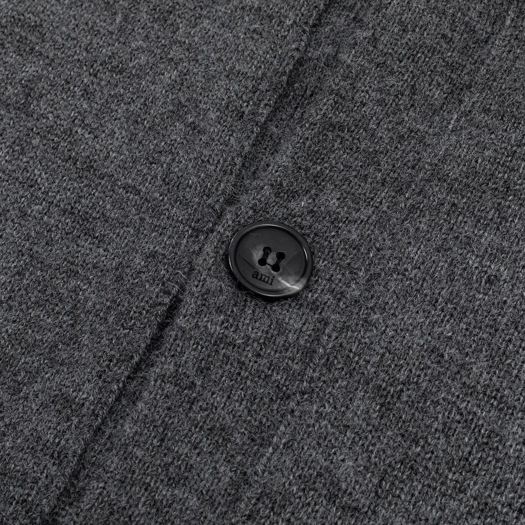 AMI Men's Autumn and Winter New Product Love Alpaca Wool Blended Soft and Sticky Knitted Cardigan Round Neck Cloud Sweater Pocket Coat