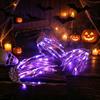 Battery Operated Party Ornaments Halloween Skeleton Hand Hanging Lights, Purple LED Light Up Claw Glowing Ghostly Lamps Lantern, Spooky Atmosphere