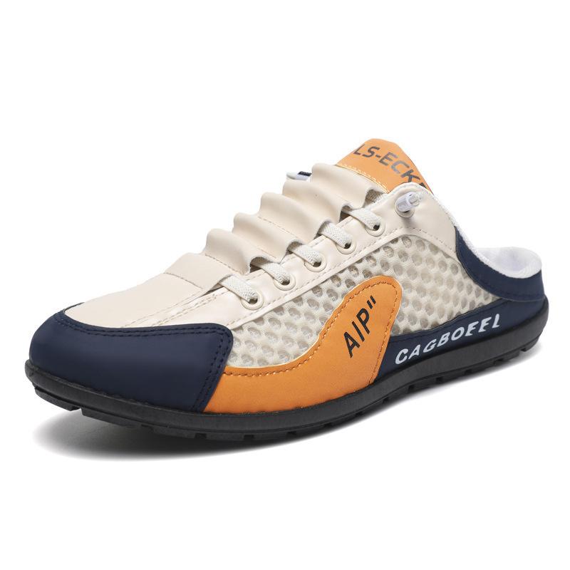 

Summer new large size comfortable half tray breathable popular casual shoes 39 бежевый