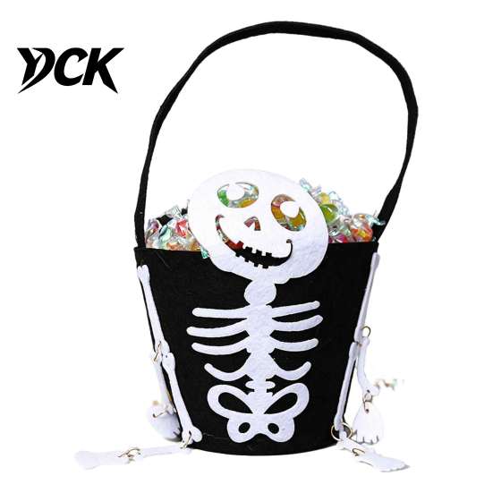 Lightweight Carrying Bag Halloween Trick or Treat Bucket for Kids, Pumpkin Face Ghost Bat Cat Candy Snack Basket, Holder with Handle Party Favors
