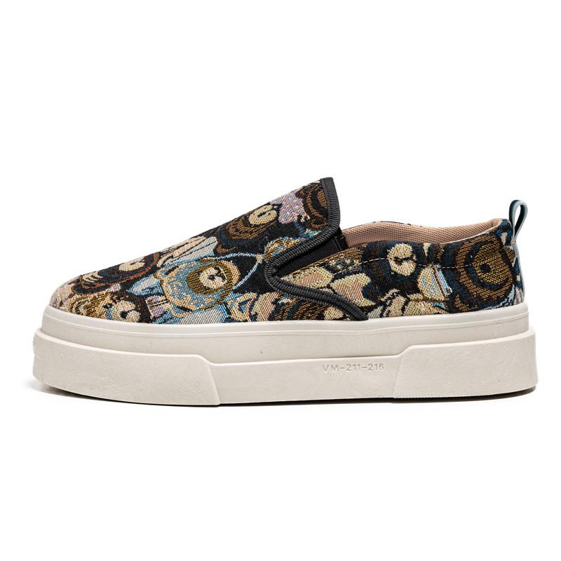 Fashion Luxury Loafers Man Platform Canvas Shoes Fashion Bear Print Casual Men Shoes Design Autumn Classic Slip-on Shoes Men Espadrilles