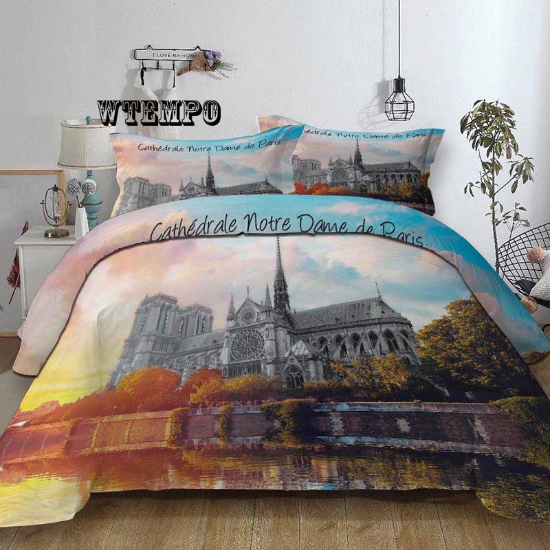 Buy 3pcs Duvet Cover Sets 3D Gold Silk Embroidery Notre Dame De Paris