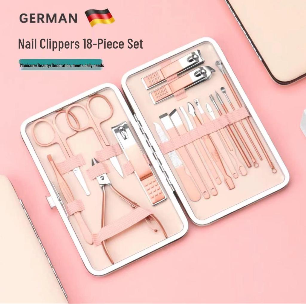 18-Piece Rose Gold Stainless Steel Nail Clipper Manicure Set