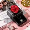 Permanent Rose Gift Box with Necklace, for Mother, Lover, Best Friend, New Year's Gift, Mother's Day Gift, Birthday Gift, Party