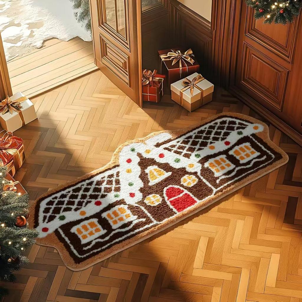 Christmas-themed Faux Cashmere Rug, Doormat, Floor Mat, Decorative Mat For Bathroom, Toilet, And Entryway.