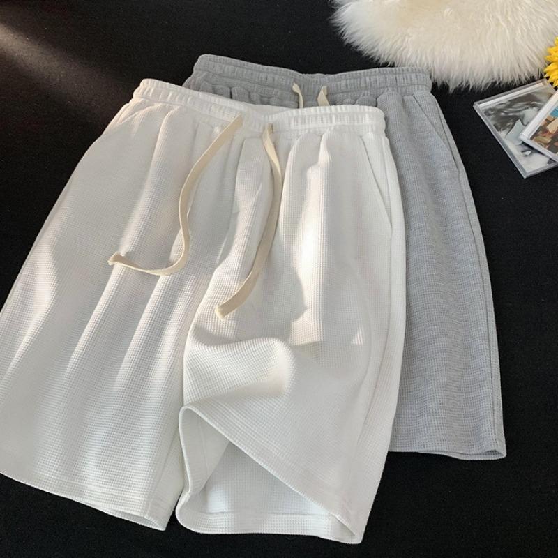 Summer Sports Shorts Women's High Waist Drawstring Loose Casual Straight Wide Leg Five-point Pants