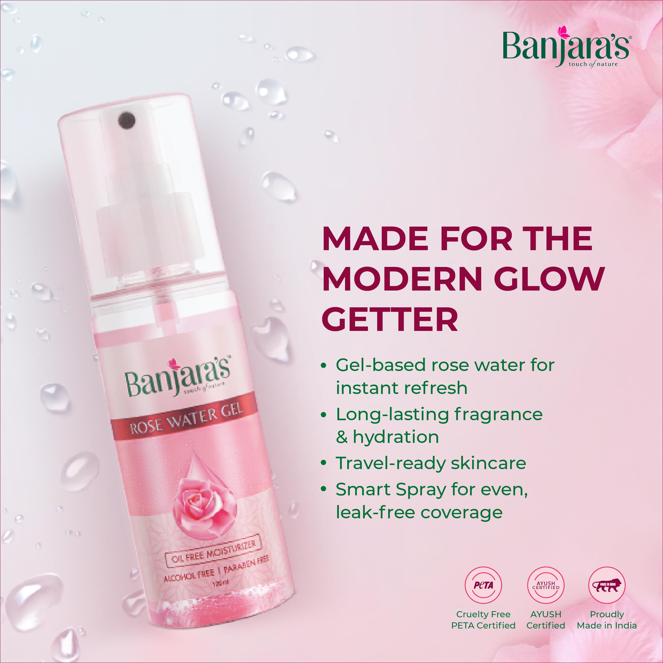 Banjara`s Rose Water Gel, 200 ml