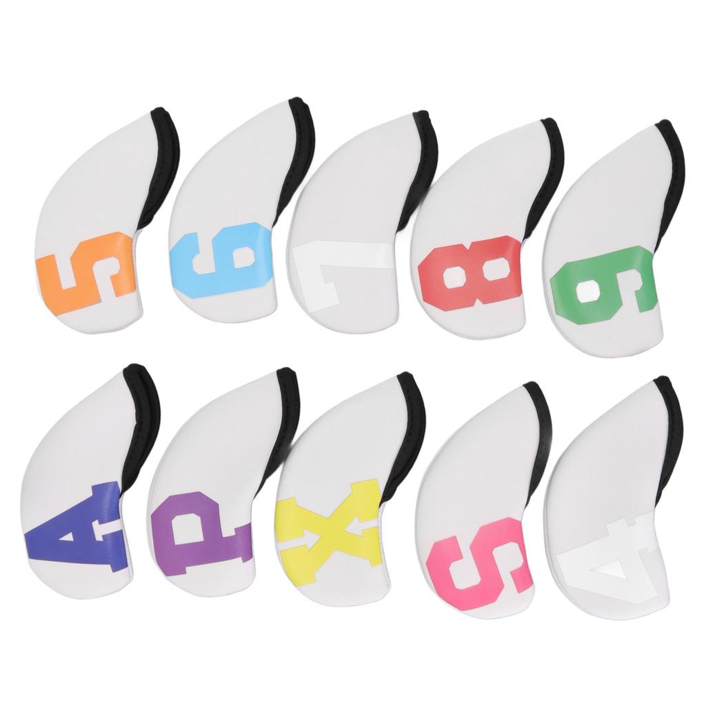 10pcs Golf Iron Head Cover with Large Color Number Waterproof Neoprene Golf Iron Club Headcover Set White